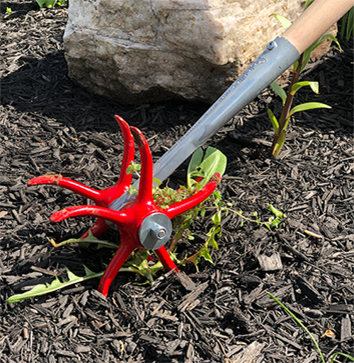 The Spintiller is a multi-function landscaping & gardening tool that you easily roll over the ground to cultivate, till, weed, aerate, dress mulch, spot-seed and more.